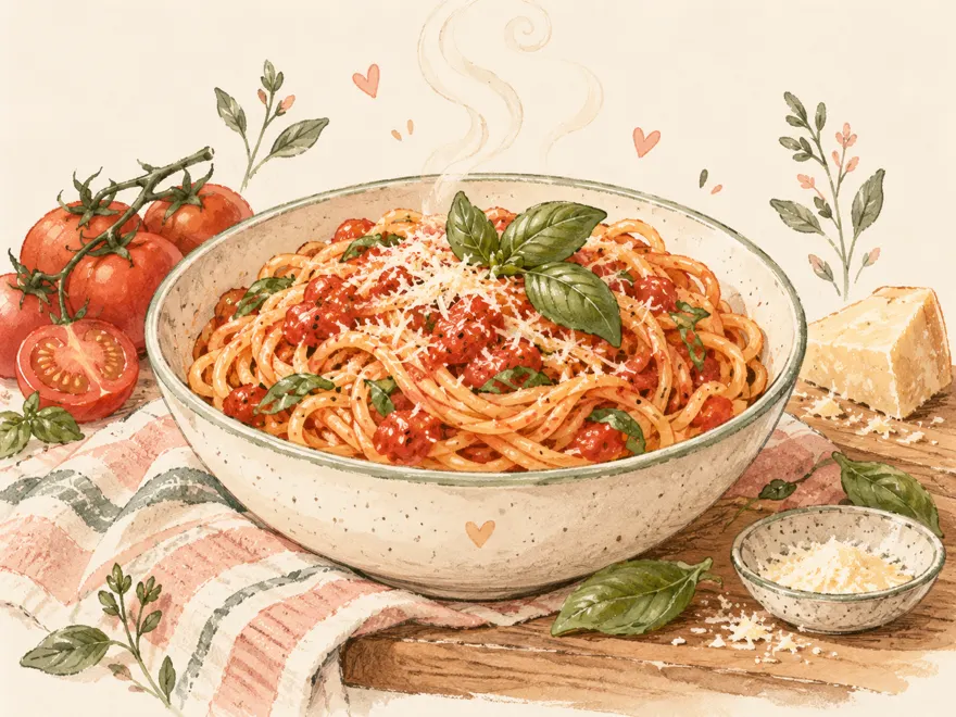 Illustration of pasta recipe